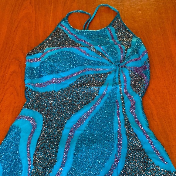 Vintage 90s Y2K 100% Silk Beaded Dress Slip Dress Backless Mermaid Prom Maxi - Picture 5 of 17